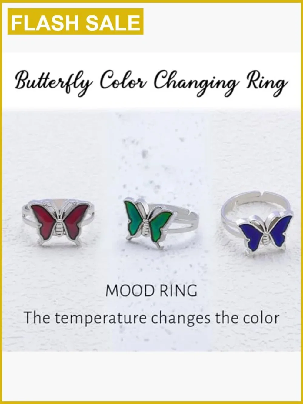 Adjustable Animal Mood Ring Color Changing Ring for Women Party Gift